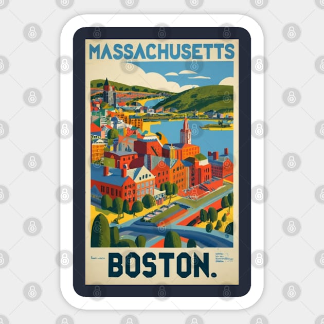 A Vintage Travel Art of Boston - Massachusetts - US Sticker by goodoldvintage